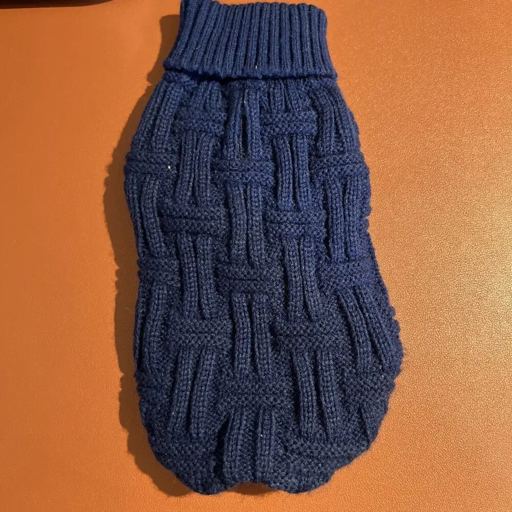 XS Navy Blue Turtleneck Dog Sweater A